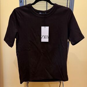 Zara Women's Dark Brown Short Sleeve Tee